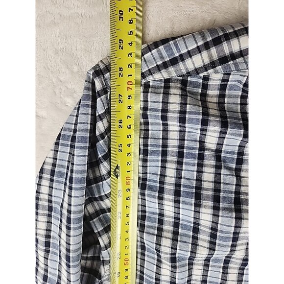 Coyote Mood Shirt Mens Large White/Blue Square Plaid Long Sleeve Snap Western - Picture 6 of 13